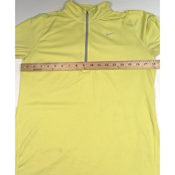 NIKE Running Womens MEDIUM Yellow Dri-Fit 1/4-Zip Fitted Long Sleeve PULLOVER - Picture 4 of 9